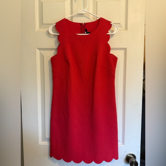 J CREW Hot Pink Sleeveless Scalloped Dress 0 - Picture 2 of 6
